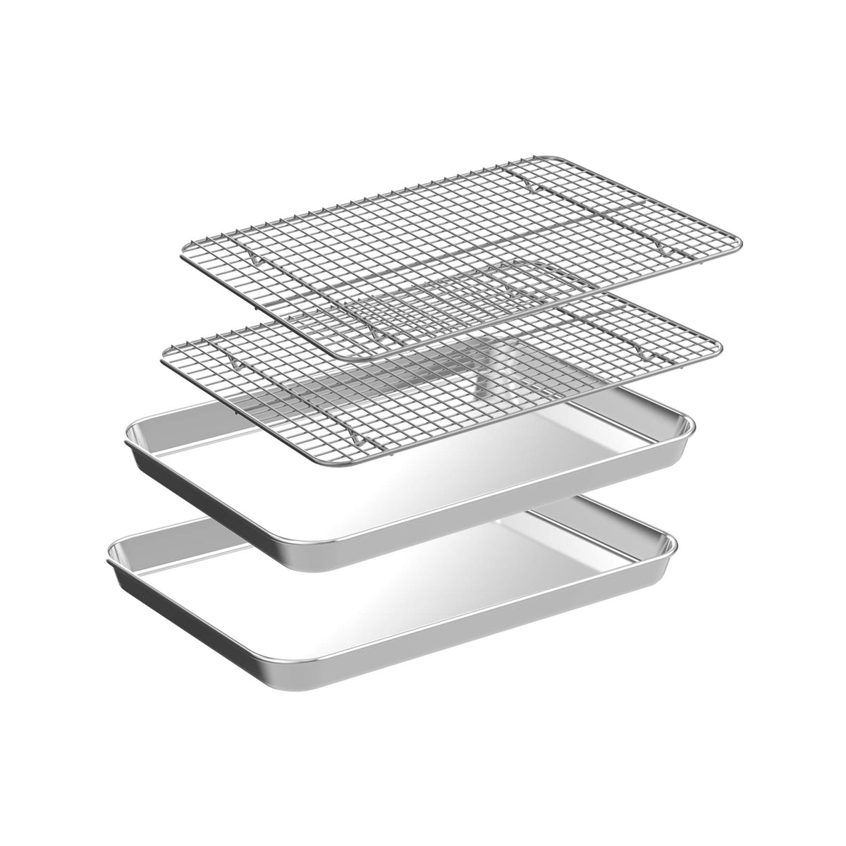 CEKEE small baking sheet with rack set in oven for even heat and easy cleanup.