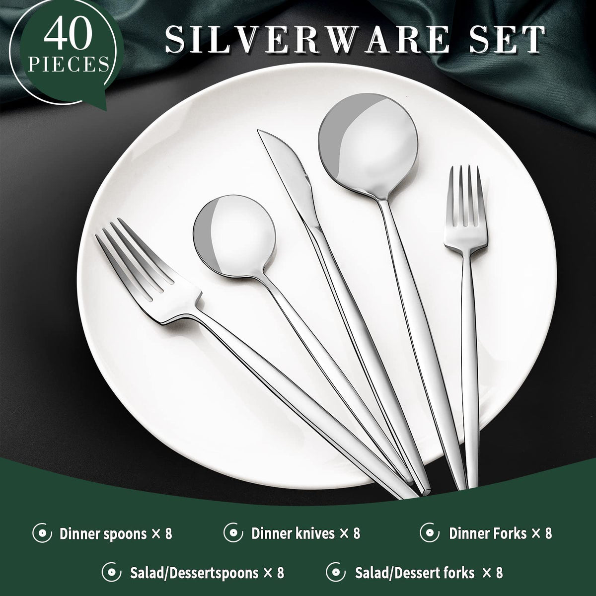 CEKEE stainless steel flatware is dishwasher safe for easy cleanup