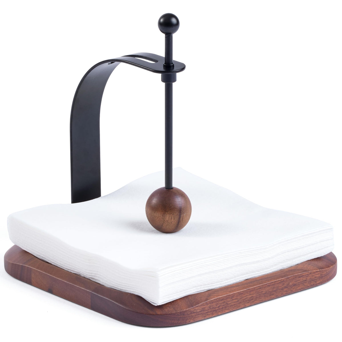 Celestree black walnut napkin holder on table highlighting natural grain and refined charm