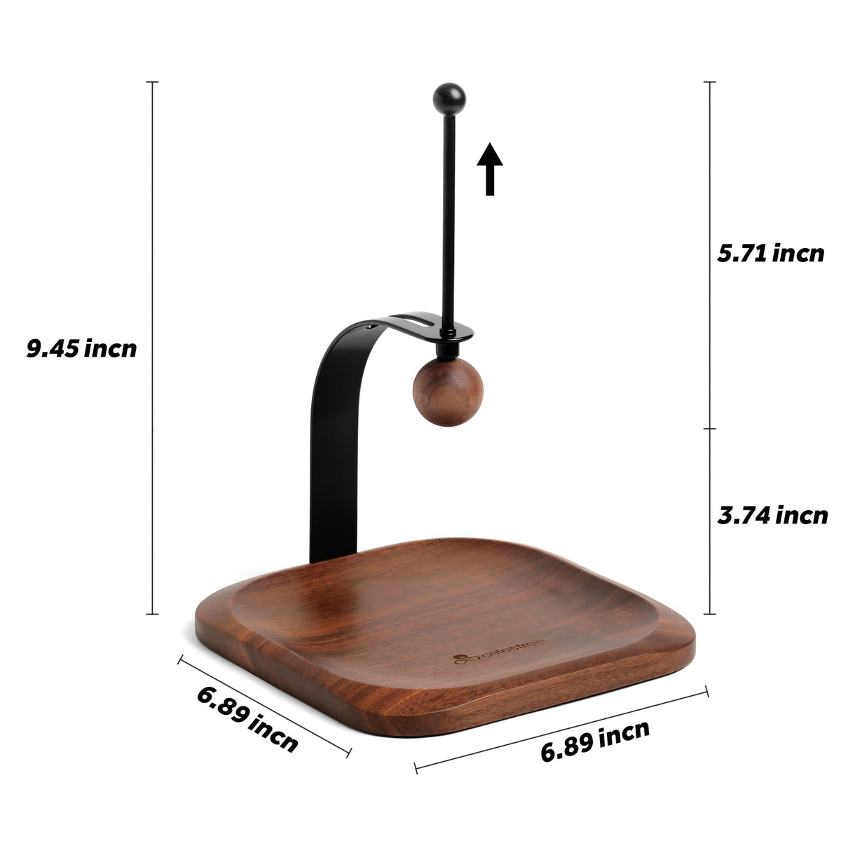 Celestree walnut napkin holder in use with one-hand operation.