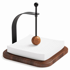 Celestree walnut napkin holder top view showing spacious 7x7 inch capacity.