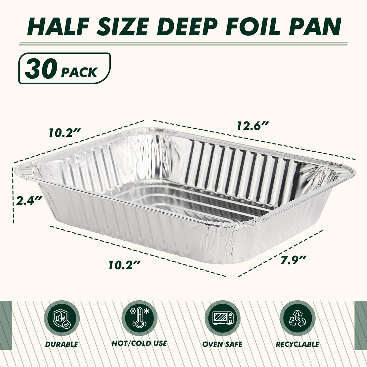 CELLURA deep-well foil pans demonstrate sturdy construction for heavy dishes.