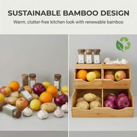 CENCODE bamboo pantry bins offer 3-tier flexible stackability for compact spaces
