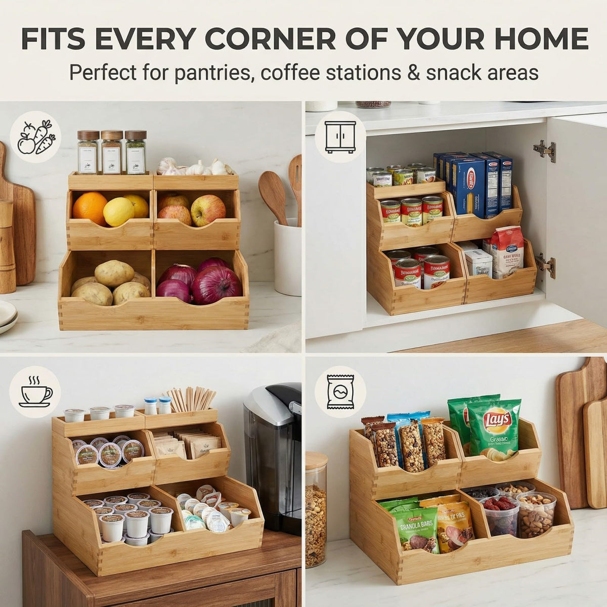 CENCODE bamboo pantry bins showcase durable tenon craftsmanship for long-lasting stability