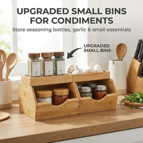 CENCODE bamboo pantry bins store potatoes and onions neatly for easy access