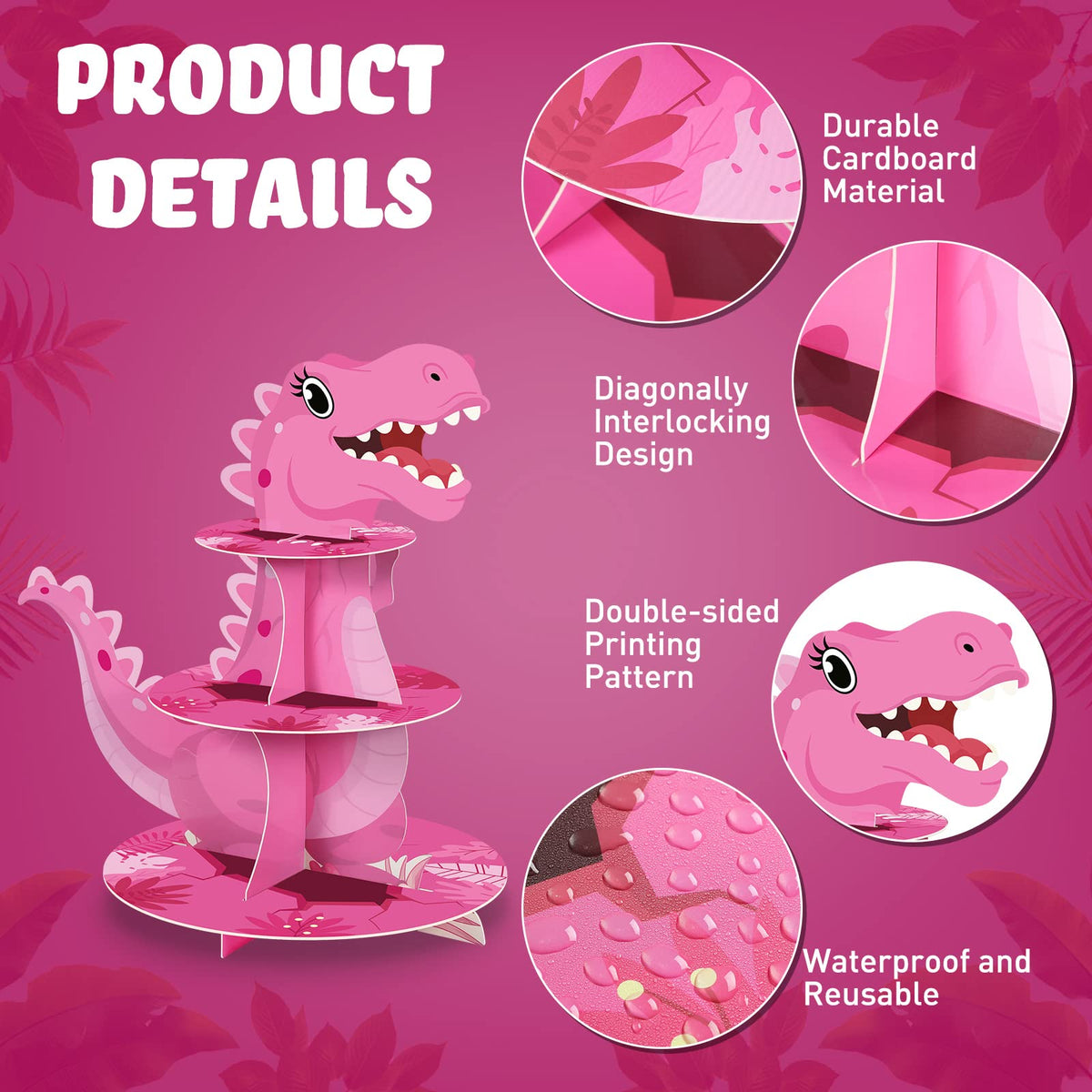 Censen 3-tier dino stand showcases sturdy construction and easy assembly.
