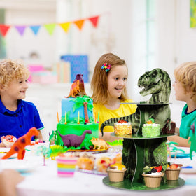 Censen stand close-up showing sturdy layers and printed dinosaur artwork