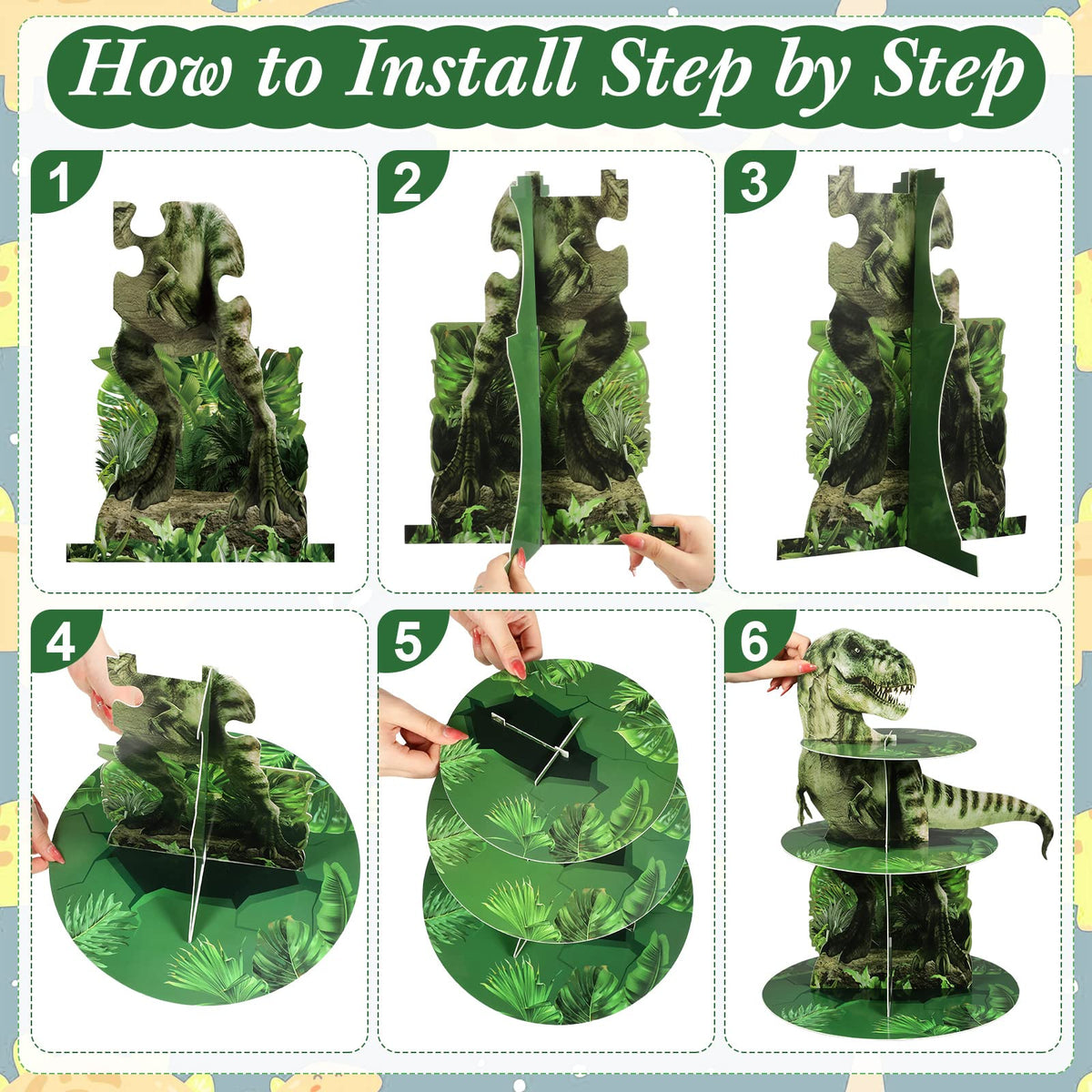 Censen dinosaur-themed decor in green jungle tones, perfect for immersive party decor