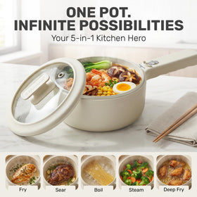 Ceramax Pro 2.5L ideal for ramen and one-pot meals anywhere, from dorms to camps.