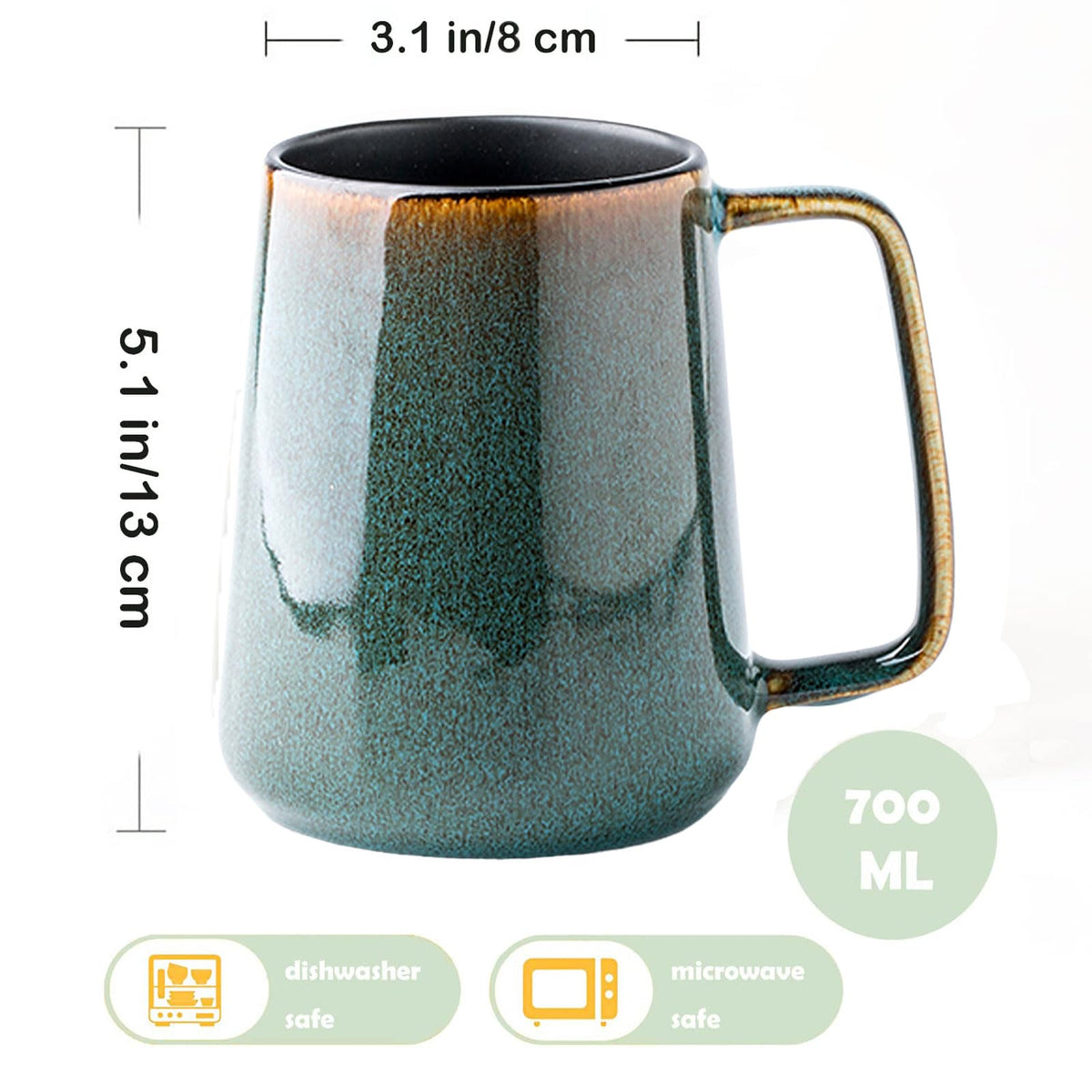 Ceraozmus mug with ergonomic large handle for comfortable daily use