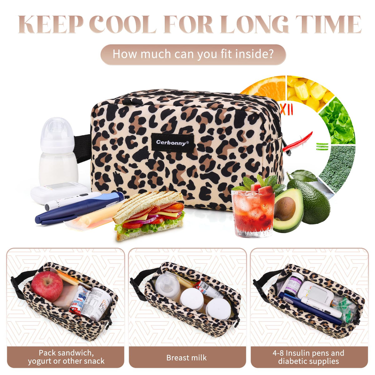 Cerbonny freezable gel packs inside for all-day cooling