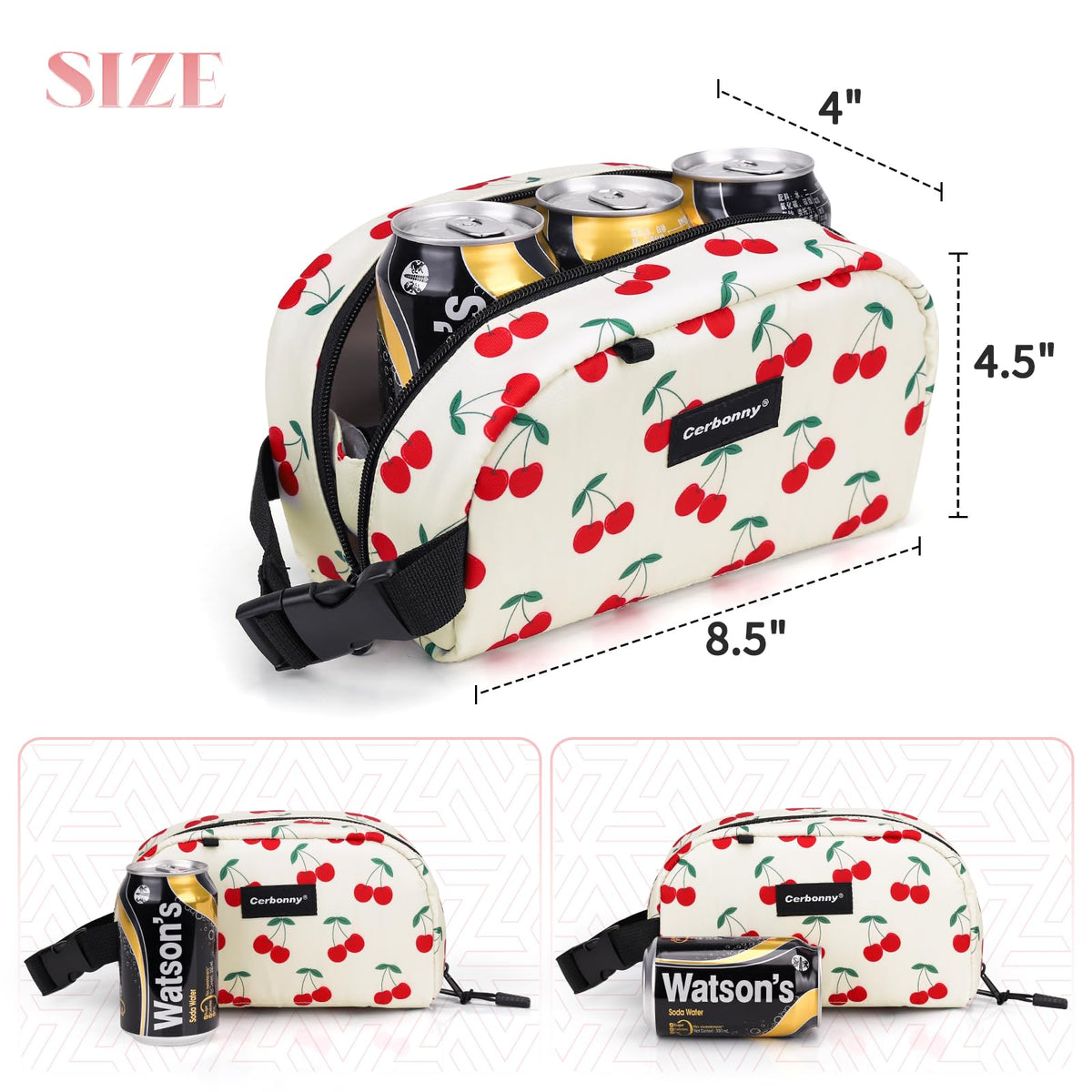 Cerbonny insulated lunch bag with back pocket, organized on the go.