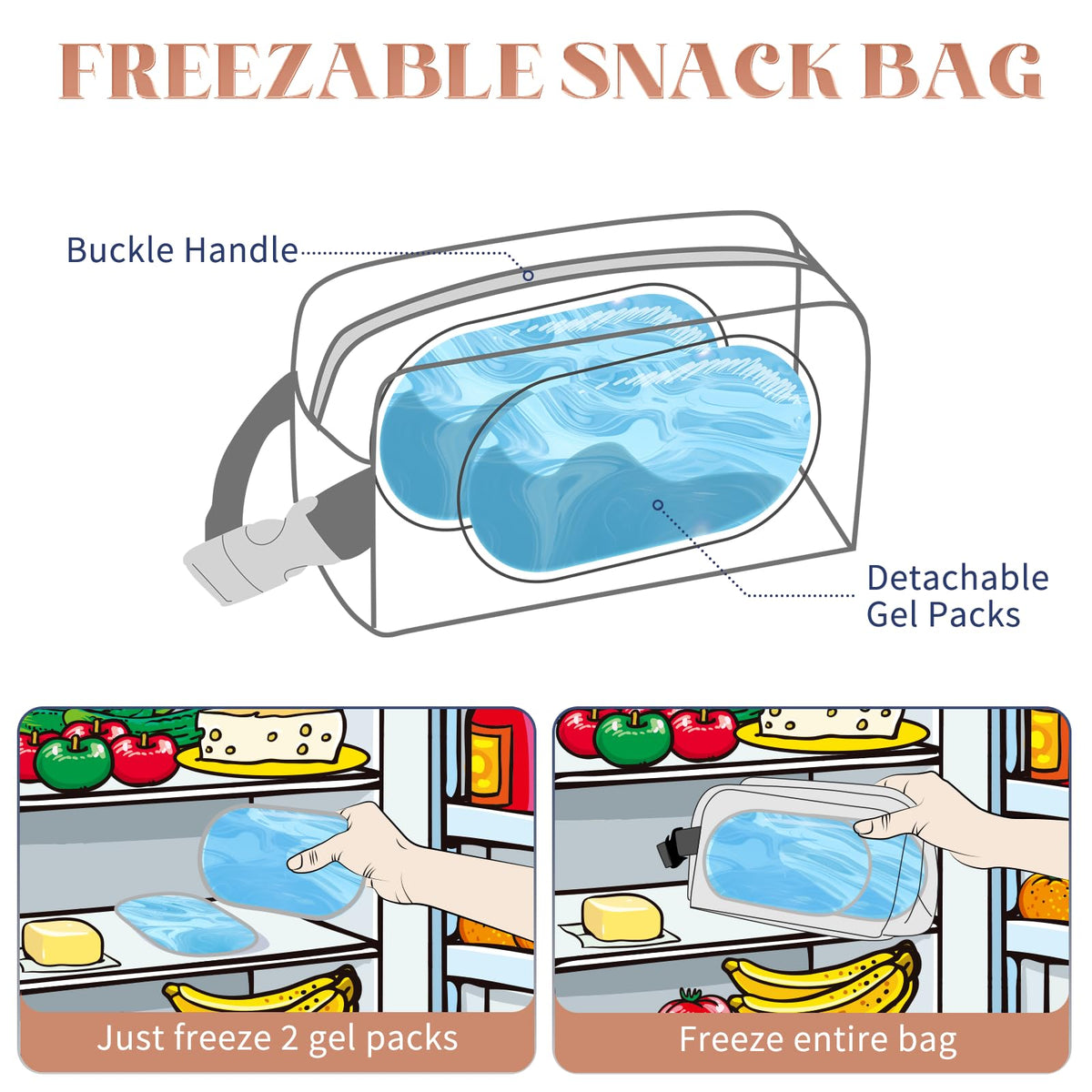 Cerbonny cooler bag showing collapsible-freeze option for space saving