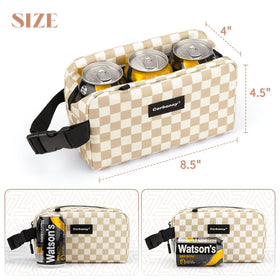 Cerbonny insulated lunch bag in khaki checkerboard fits yogurt and small containers