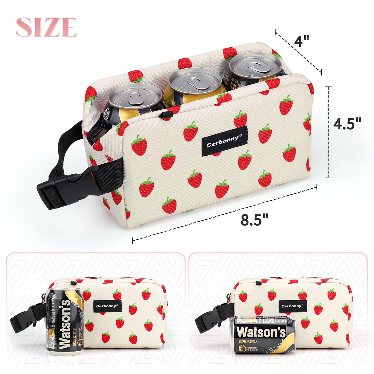 Cerbonny insulated lunch bag interior fits small containers and yogurt neatly