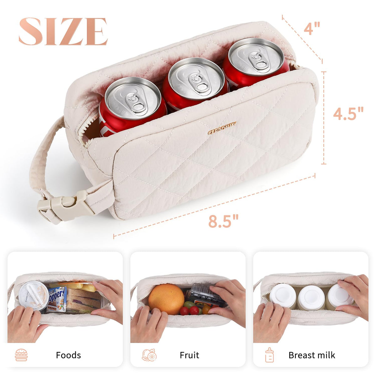 Cerbonny insulated rectangular design fits a small container while keeping items cool