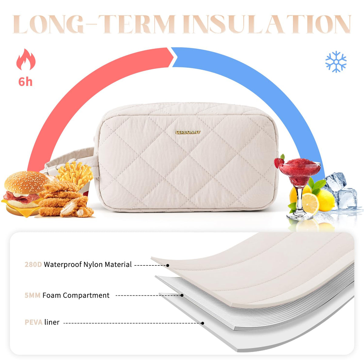 Cerbonny bag with wide zipper opening for easy packing