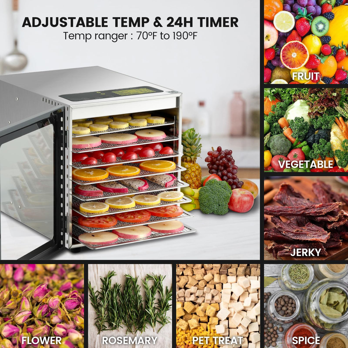 Cercker control panel offers precise temperature adjustments for varied foods