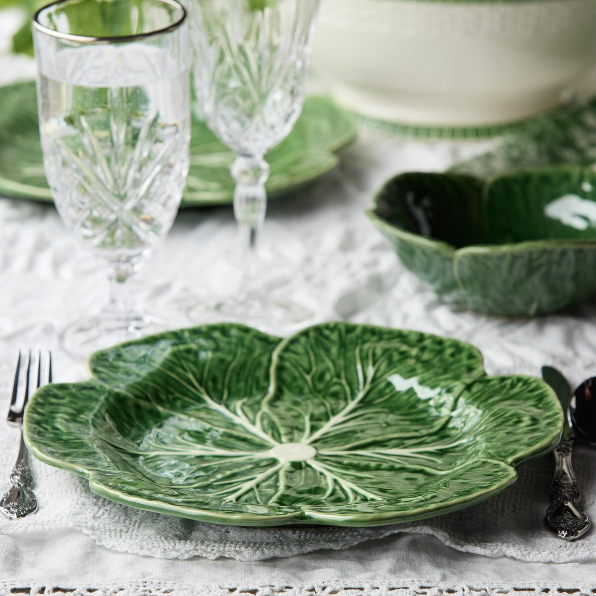 Cerified International Le Jardin Cabbage 3D plate elevates tablescapes with seasonal charm.