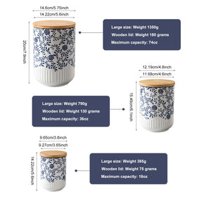 Cerkik blue canisters open with wide-mouth design for easy access.