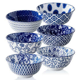 Cerkik ceramic soup bowls with blue-white pattern offer timeless style and easy cleaning.