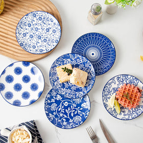 Cerkik Vintage Blue 6-inch salad plate perfect for greens and sides.