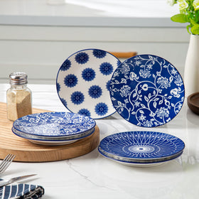 Cerkik Vintage Blue 6-inch stackable plate for space-saving storage.