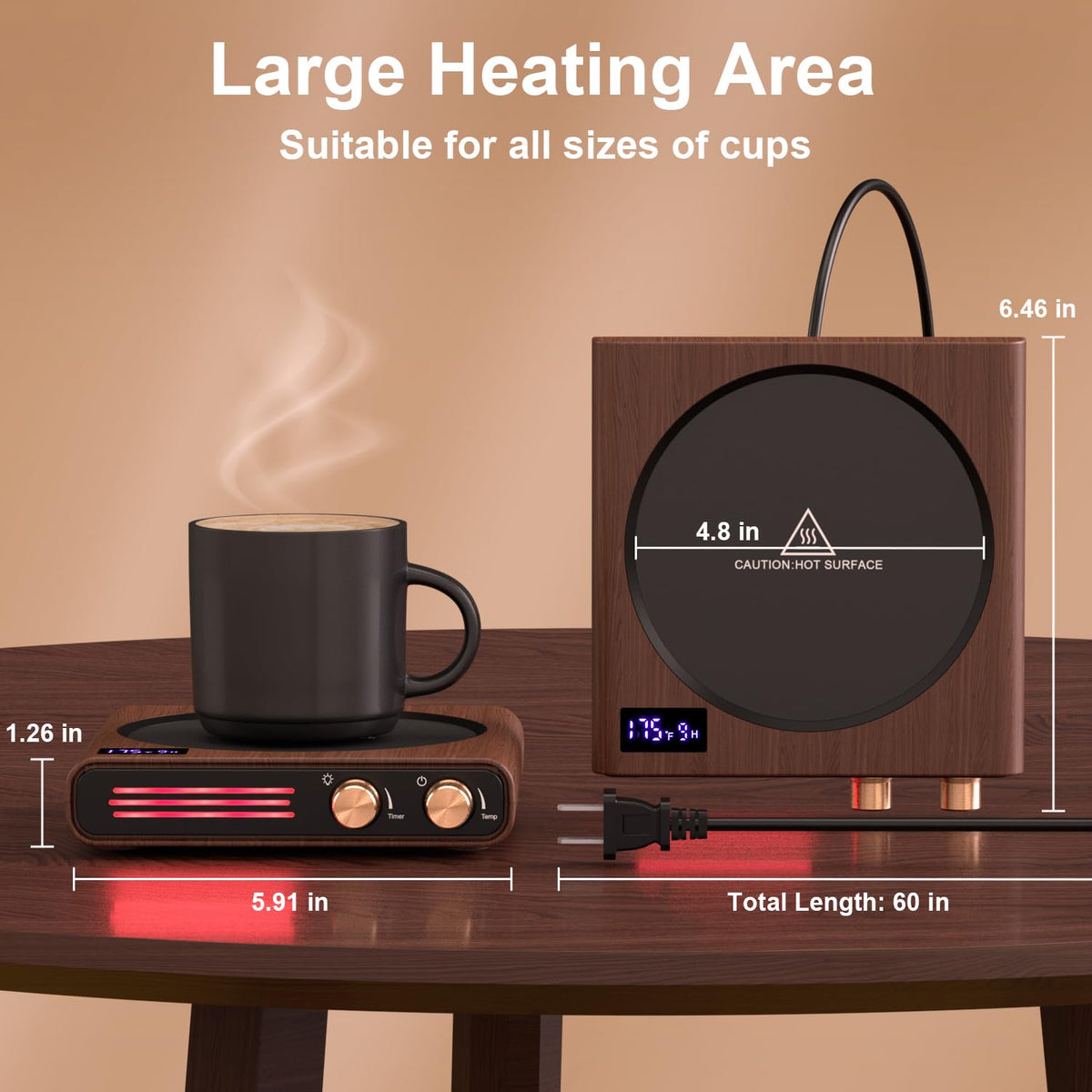 CEROBEAR mug warmer control knob for easy Fahrenheit/Celsius temperature tuning.
