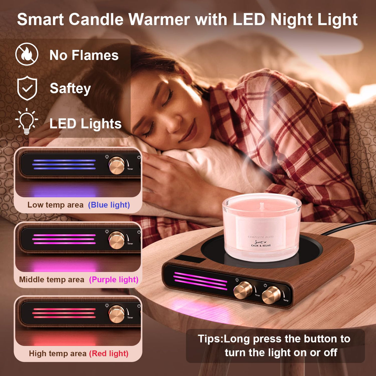 CEROBEAR mug warmer LED night light indicates heat level safely.