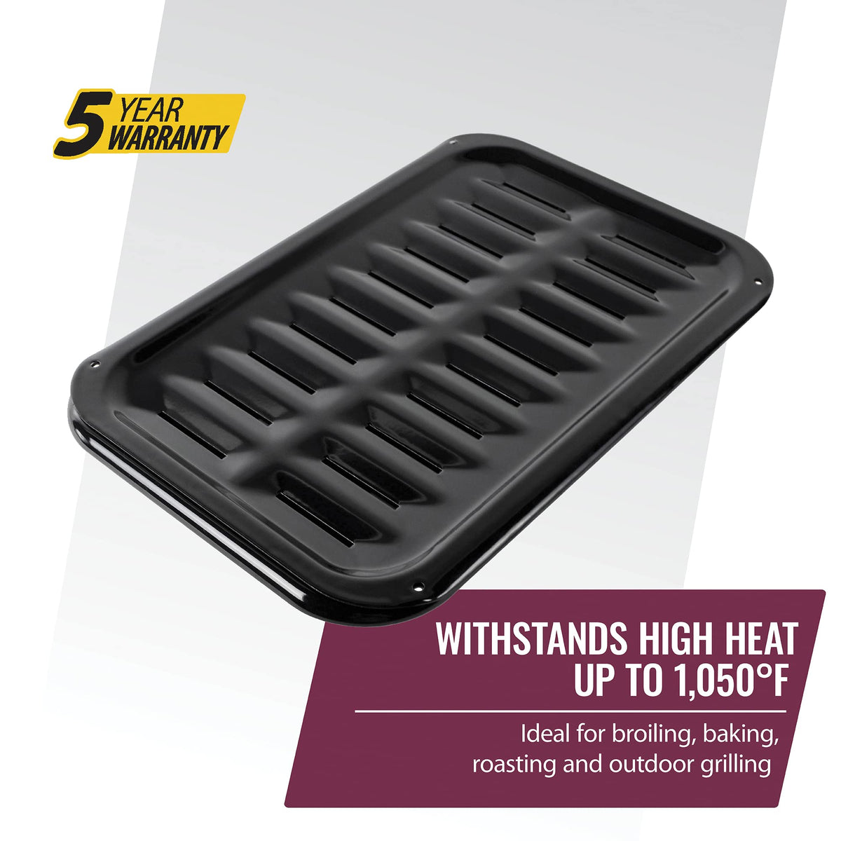 Two-piece set supports healthier cooking by aiding fat drainage during broiling and baking.