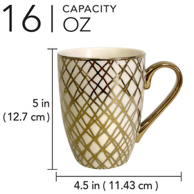 Close-up of the gold-plated finish on a Matrix Gold porcelain mug.