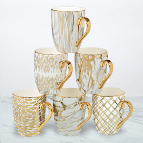Certified International Matrix Gold porcelain mug 16oz with gold trim for everyday coffee.