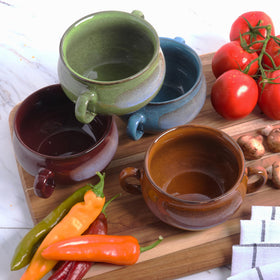 Oven-safe stoneware crocks up to 350°F for baking and serving