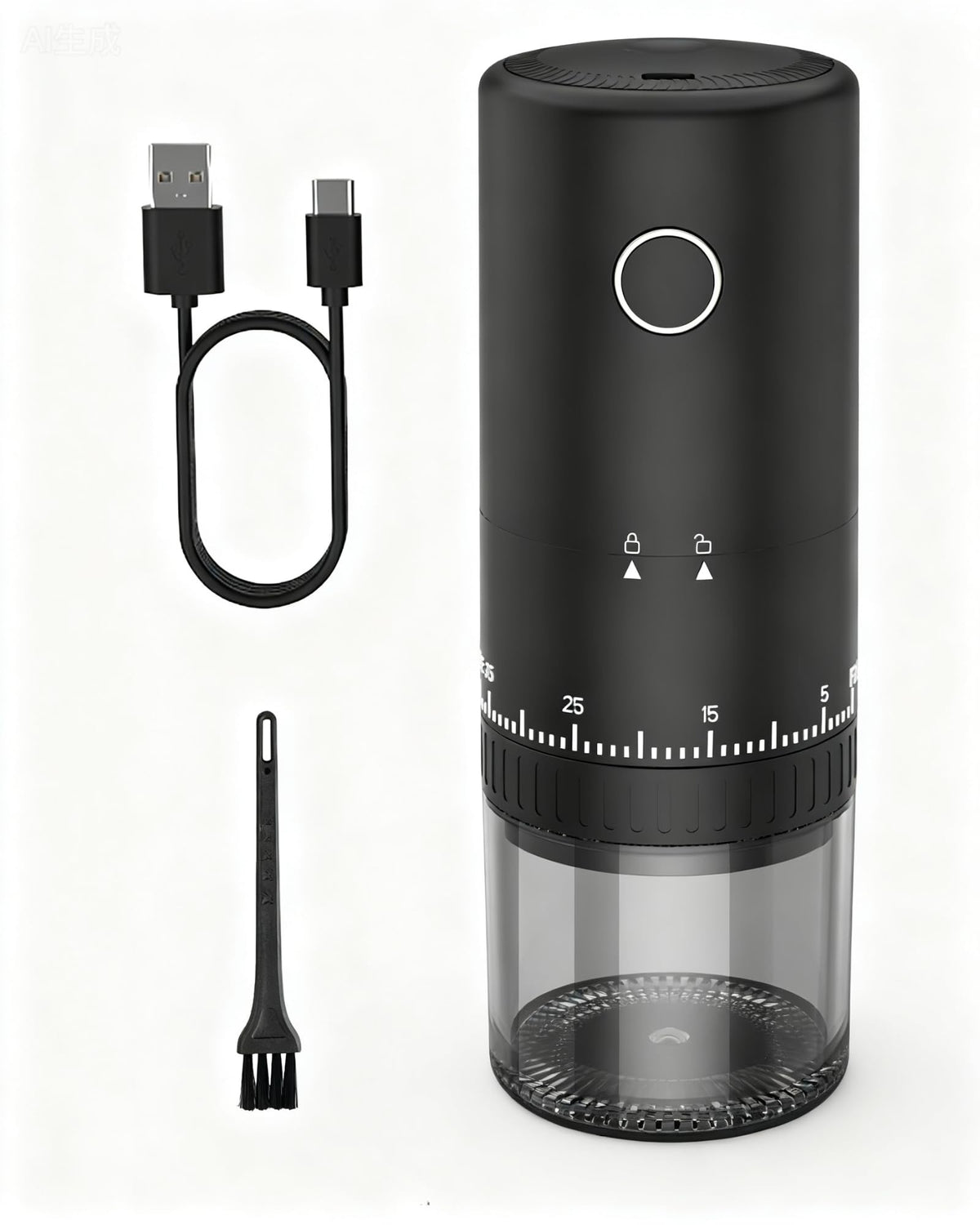 CEVING First Grind-While-Charging grinder front view shows rapid grinding capability for busy mornings