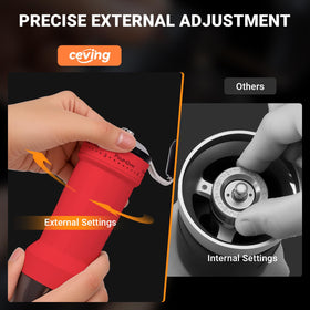 CEVING grinder 30g capacity ideal for 2–3 cups of fresh coffee.