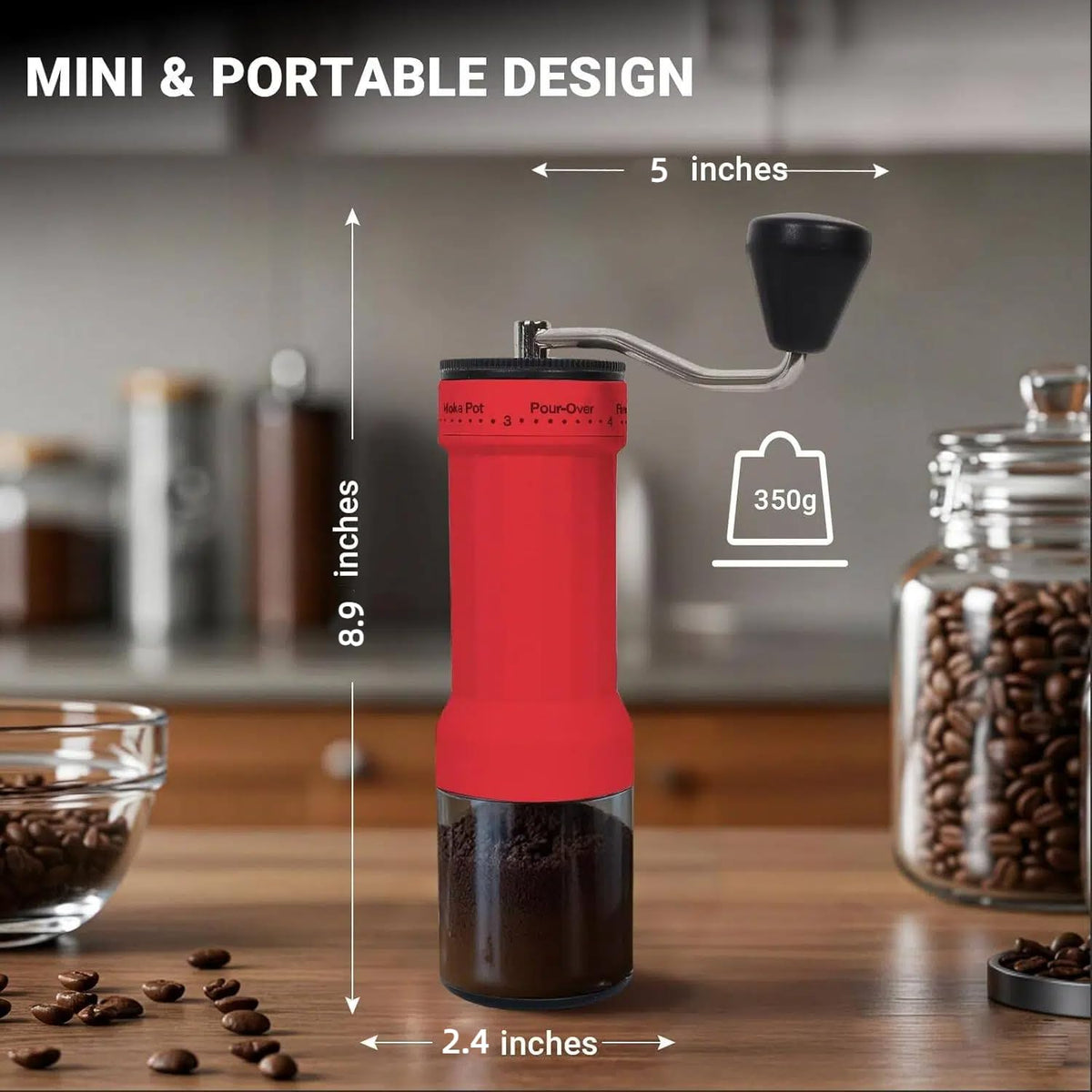 CEVING grinder in travel setup showing portability for camping or commuting.