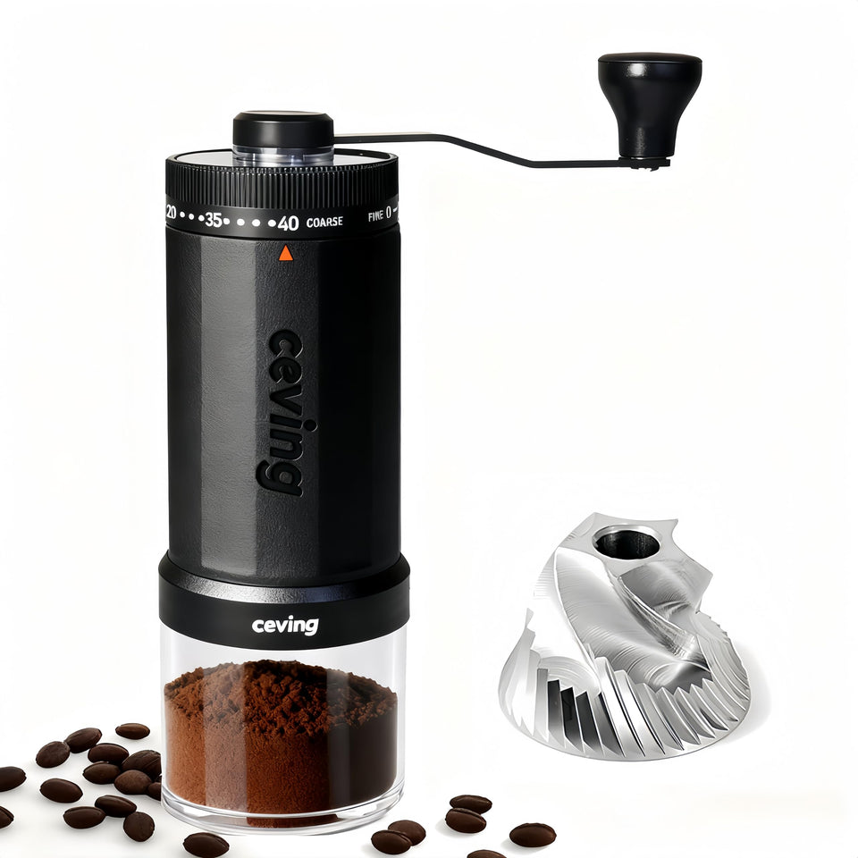CEVING 60g capacity manual grinder front view for larger batch grinding.