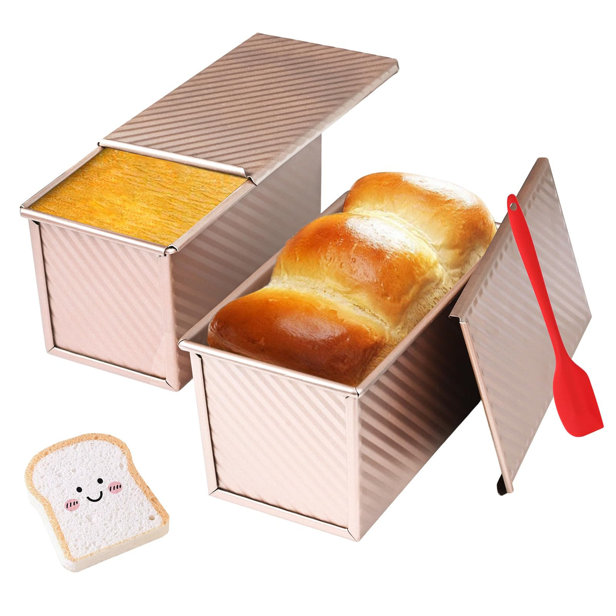 CFGUK Pullman loaf pan with lid 2-pack for even bake results.