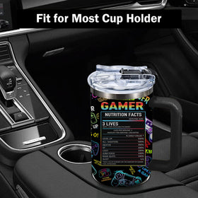 CGMIBAS 40oz gaming tumbler on a desk setup for immersive play
