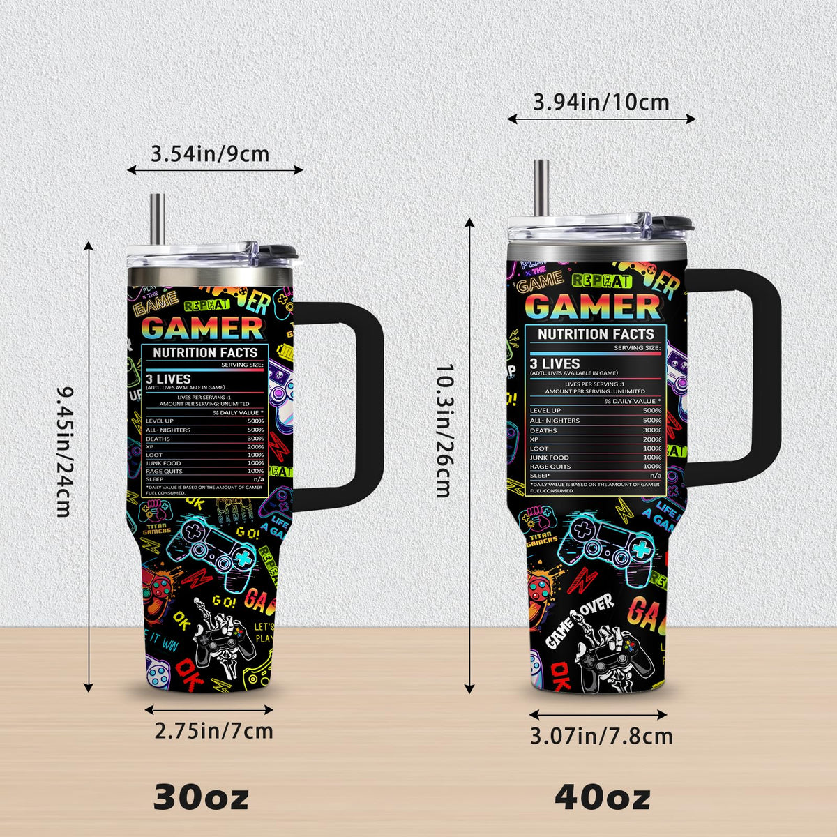 CGMIBAS 40oz gaming tumbler ergonomic handle for easy transport