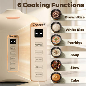 CHACEEF control panel on mini rice cooker for easy 6-function operation