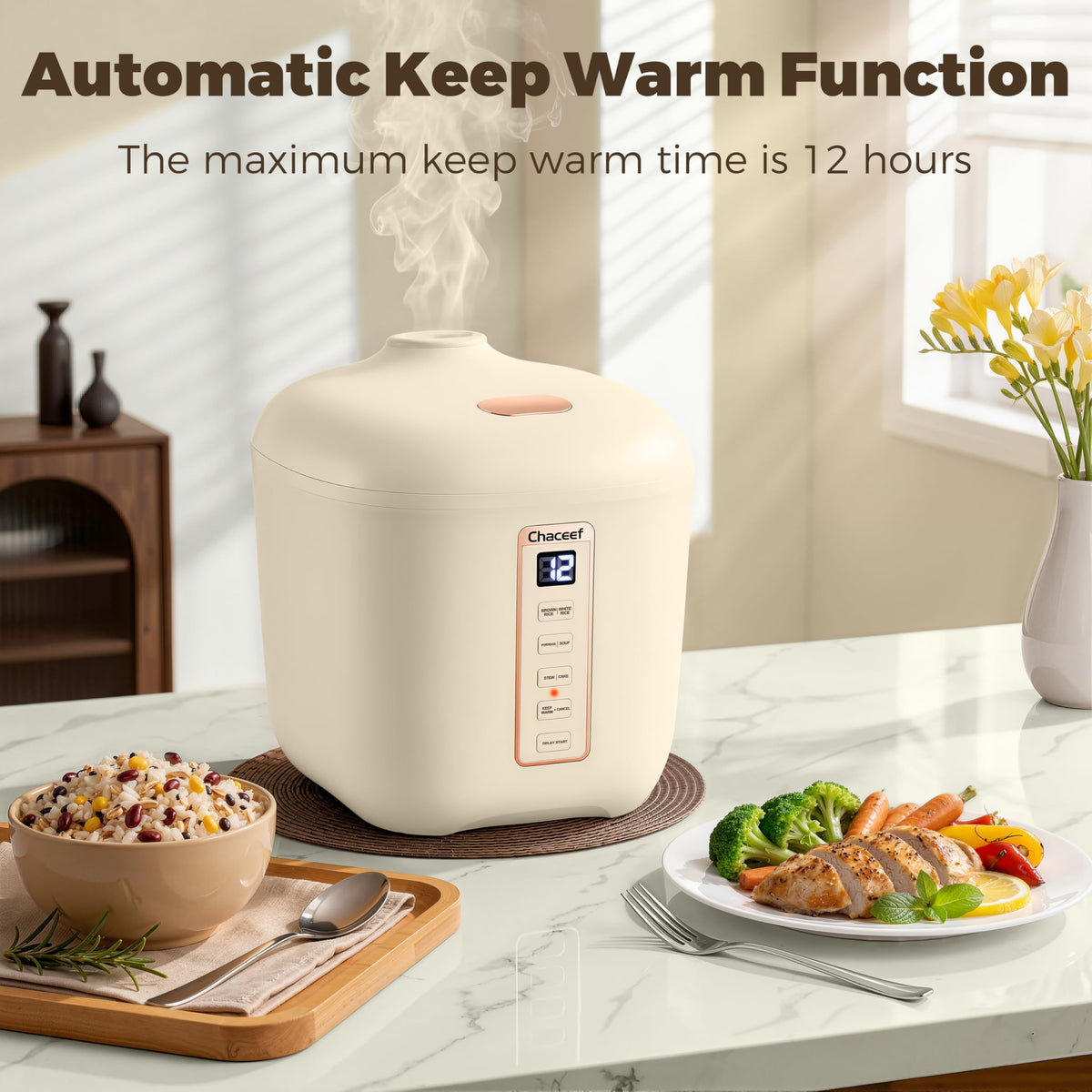 CHACEEF steam vent detail helps prevent overflow during cooking