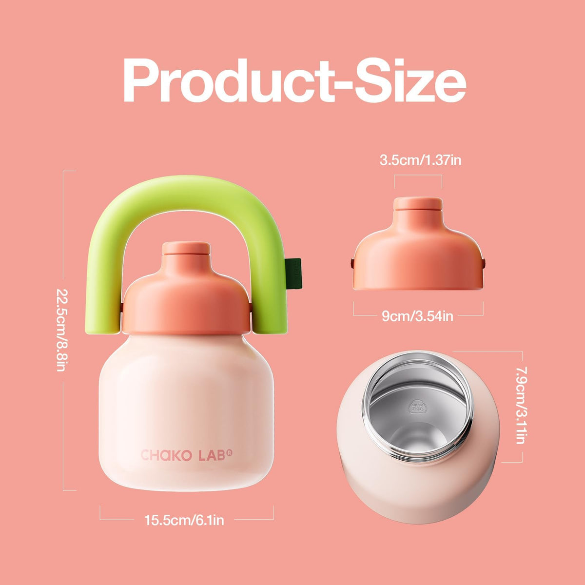 CHAKO LAB bottom non-slip design keeps bottle steady on desks and dashboards.
