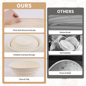 Cham-X non-stick silicone proofing basket ensures clean dough release.