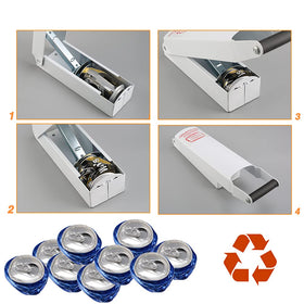 Chambridge crusher in action crushing aluminum cans with smooth press
