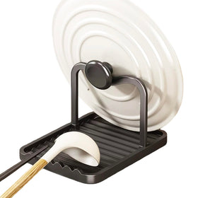 CHANNICORNER anti-rust spoon rest with lid holder for clean countertops.