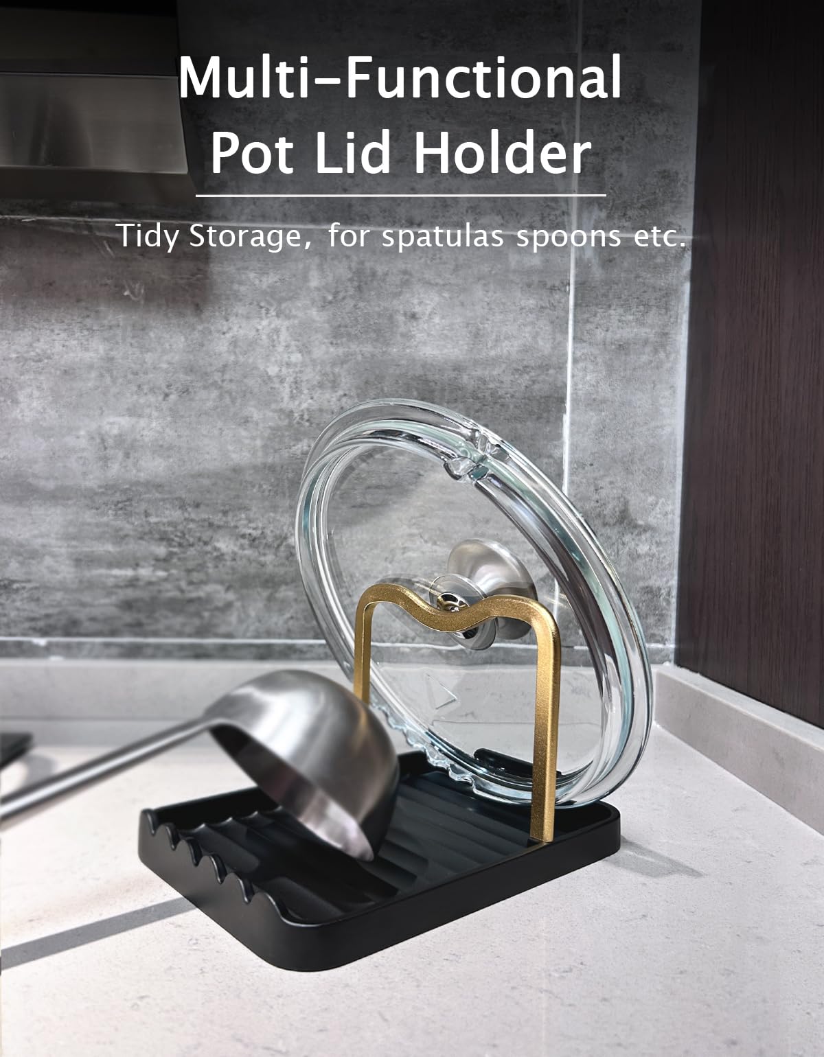 CHANNICORNER lid holder shown with pot lids for stable cooking and easy lid access
