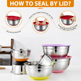 CHAREADA non-slip silicone bottom stabilizes bowls during whisking.