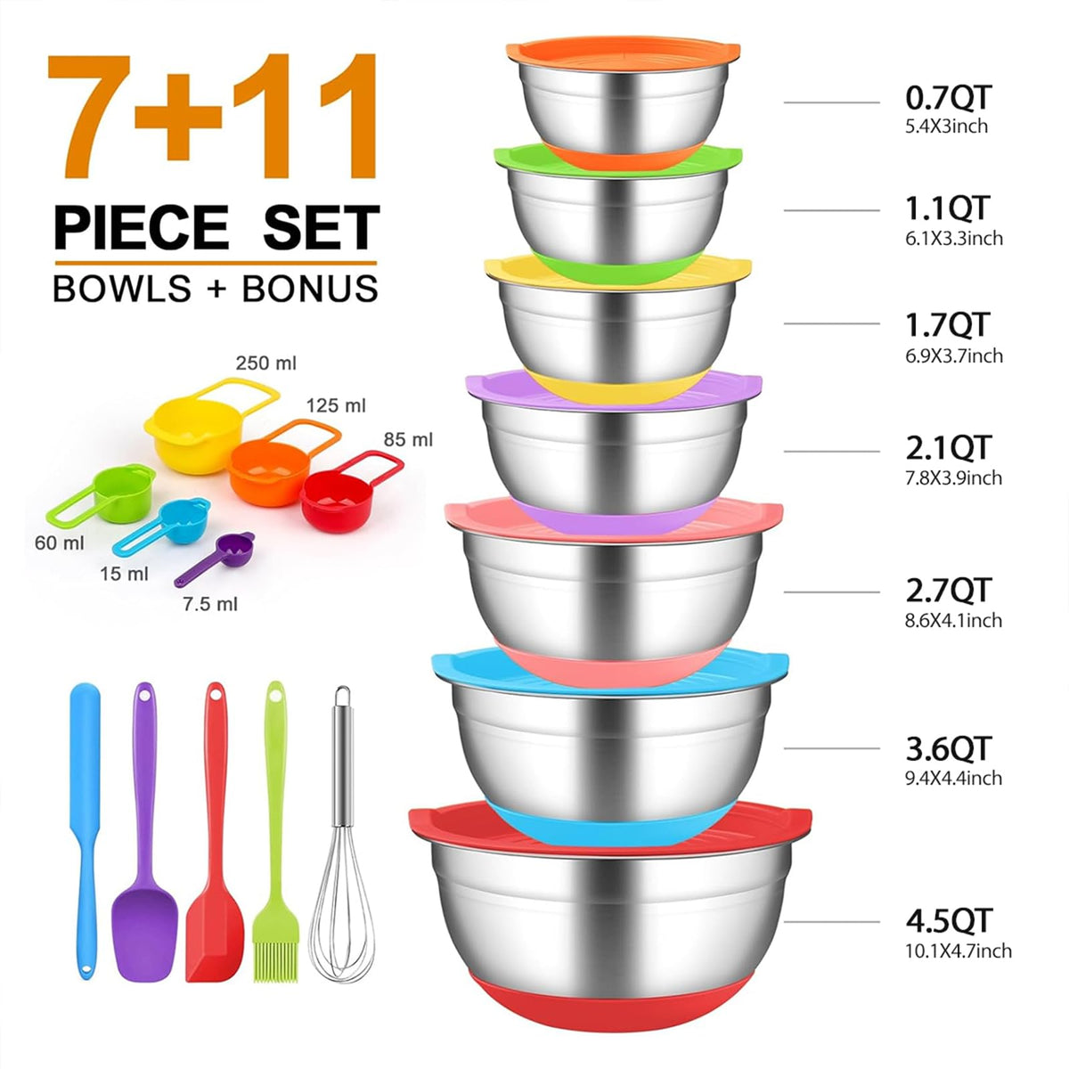 CHAREADA seven-size mixing bowls set for versatile cooking tasks.