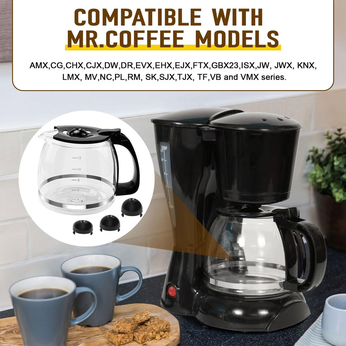 CHAR YONG carafe compatible with multiple Mr. Coffee models